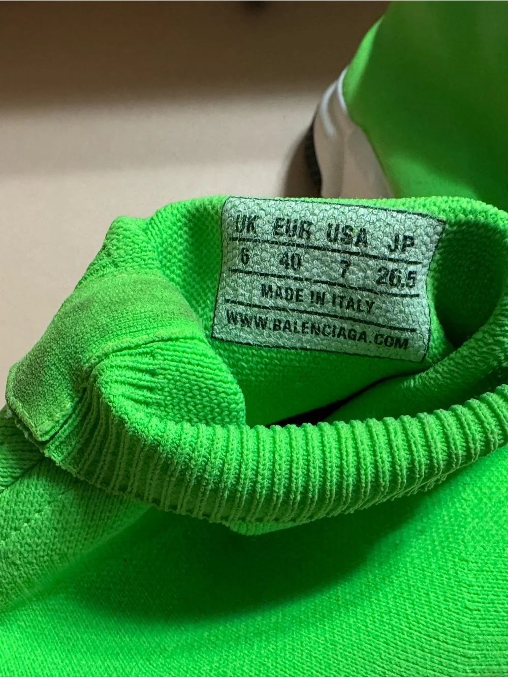 Balenciaga Men's Neon Green Sock Sneakers with White Soles